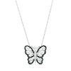 Thumbnail Image 1 of 1/8 CT. T.W. Black and White Diamond Butterfly Necklace in Sterling Silver