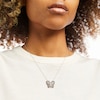 Thumbnail Image 2 of 1/8 CT. T.W. Black and White Diamond Butterfly Necklace in Sterling Silver