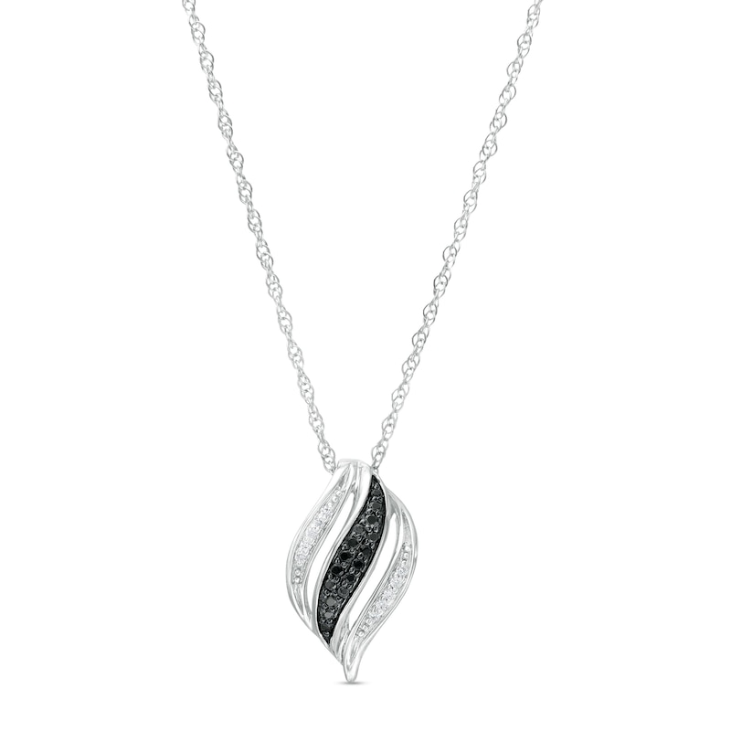 Main Image 1 of 1/8 CT. T.W. Black and White Diamond Wave Pendant in Sterling Silver with Back Rhodium