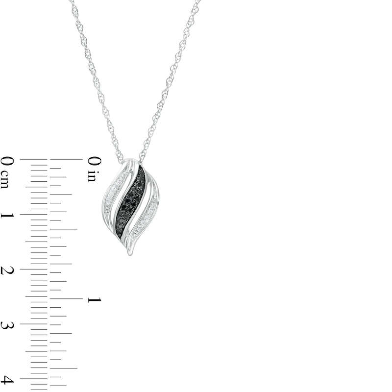 Main Image 3 of 1/8 CT. T.W. Black and White Diamond Wave Pendant in Sterling Silver with Back Rhodium