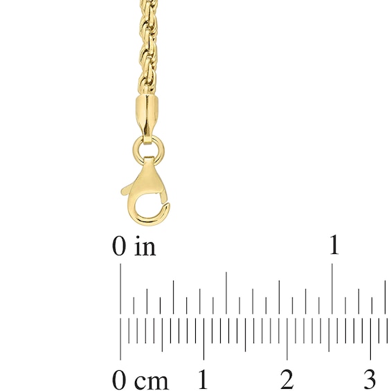 2.2mm Rope Chain Necklace in Sterling Silver with Yellow Rhodium