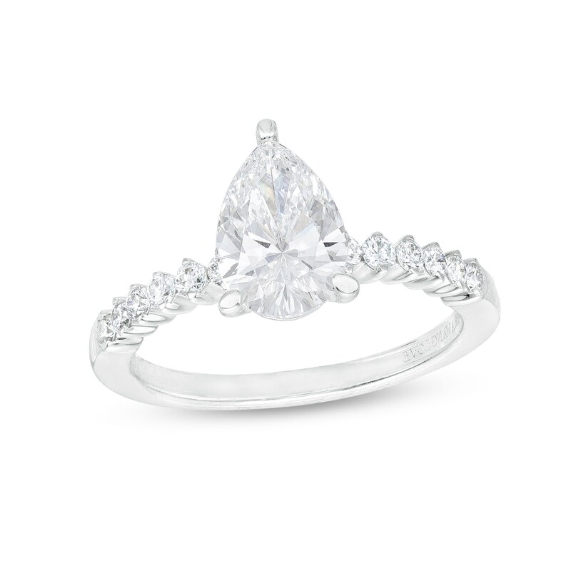 Main Image 1 of TRUE Lab-Grown Diamonds by Vera Wang Love 1-3/4 CT. T.W. Pear-Shaped Engagement Ring in 14K White Gold (F/VS2)
