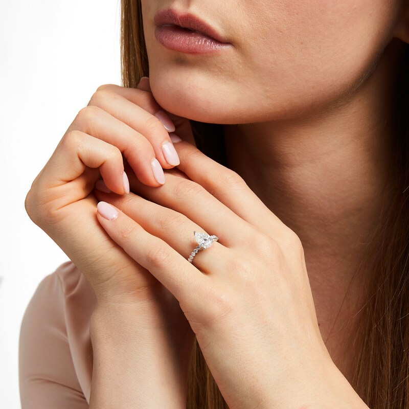 Main Image 2 of TRUE Lab-Grown Diamonds by Vera Wang Love 1-3/4 CT. T.W. Pear-Shaped Engagement Ring in 14K White Gold (F/VS2)