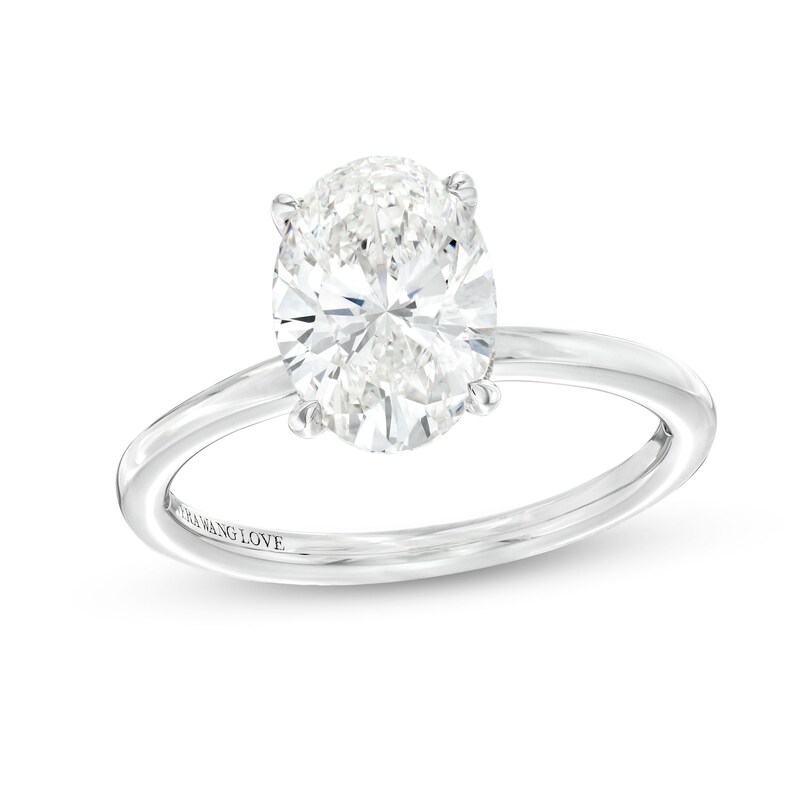 Main Image 1 of TRUE Lab-Grown Diamonds by Vera Wang Love 2 CT. T.W. Oval Hidden Halo Engagement Ring in 14K White Gold (F/VS2)