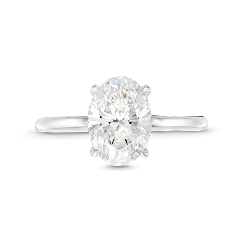 Main Image 4 of TRUE Lab-Grown Diamonds by Vera Wang Love 2 CT. T.W. Oval Hidden Halo Engagement Ring in 14K White Gold (F/VS2)