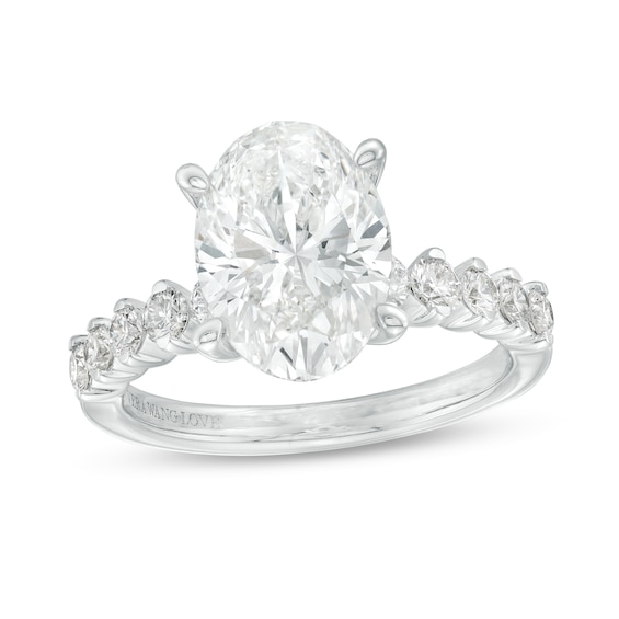 True Lab-Grown Diamonds by Vera Wang Love 3-1/2 CT. T.w. Oval-Shaped Engagement Ring in 14K White Gold (F/Vs2)