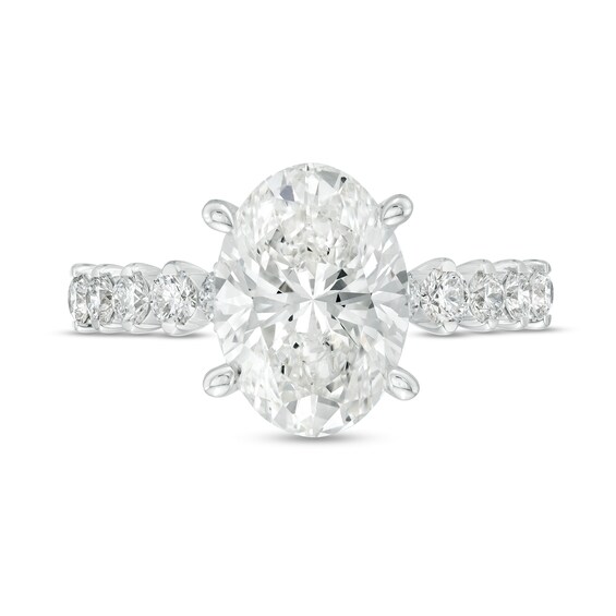 True Lab-Grown Diamonds by Vera Wang Love 3-1/2 CT. T.w. Oval-Shaped Engagement Ring in 14K White Gold (F/Vs2)