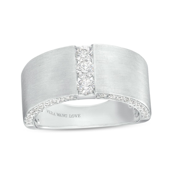 Vera Wang Men's 3/4 CT. T.w. Certified Lab-Grown Diamond Trio Wedding Band in 14K White Gold (F/Vs2)