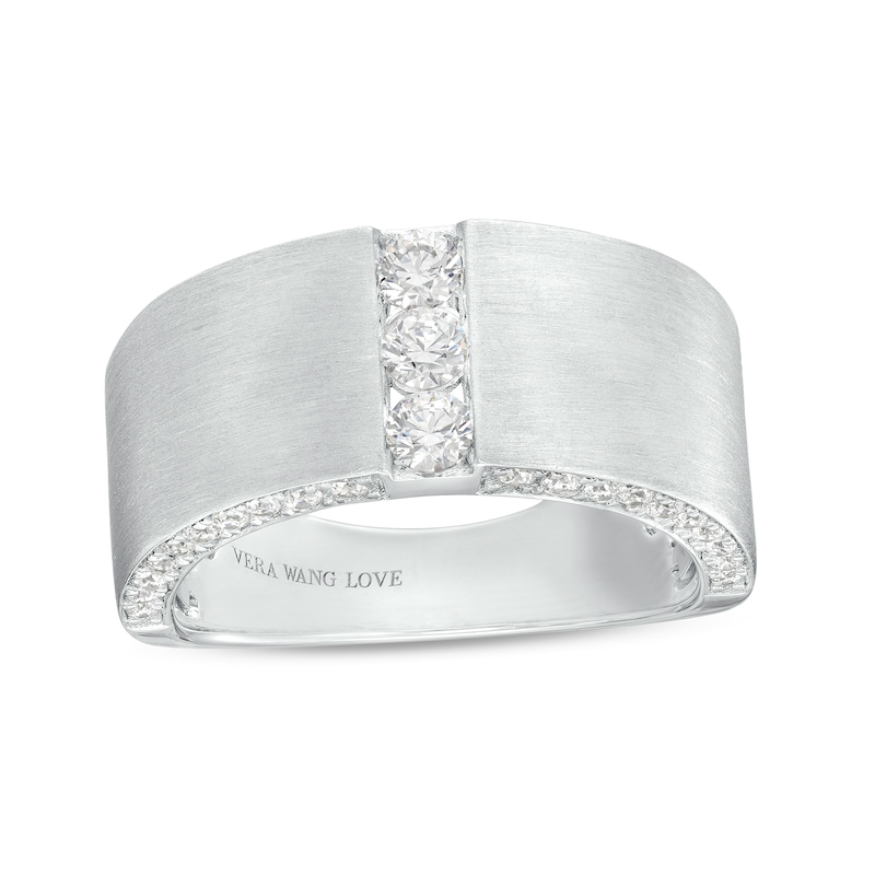 Main Image 1 of Vera Wang Men's 3/4 CT. T.W. Certified Lab-Grown Diamond Trio Wedding Band in 14K White Gold (F/VS2)
