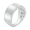 Thumbnail Image 3 of Vera Wang Men's 3/4 CT. T.W. Certified Lab-Grown Diamond Trio Wedding Band in 14K White Gold (F/VS2)