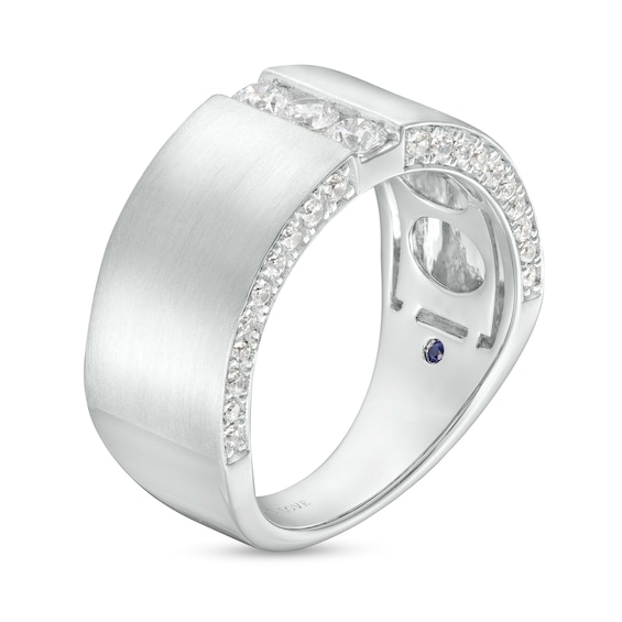 Vera Wang Men's 3/4 CT. T.w. Certified Lab-Grown Diamond Trio Wedding Band in 14K White Gold (F/Vs2)