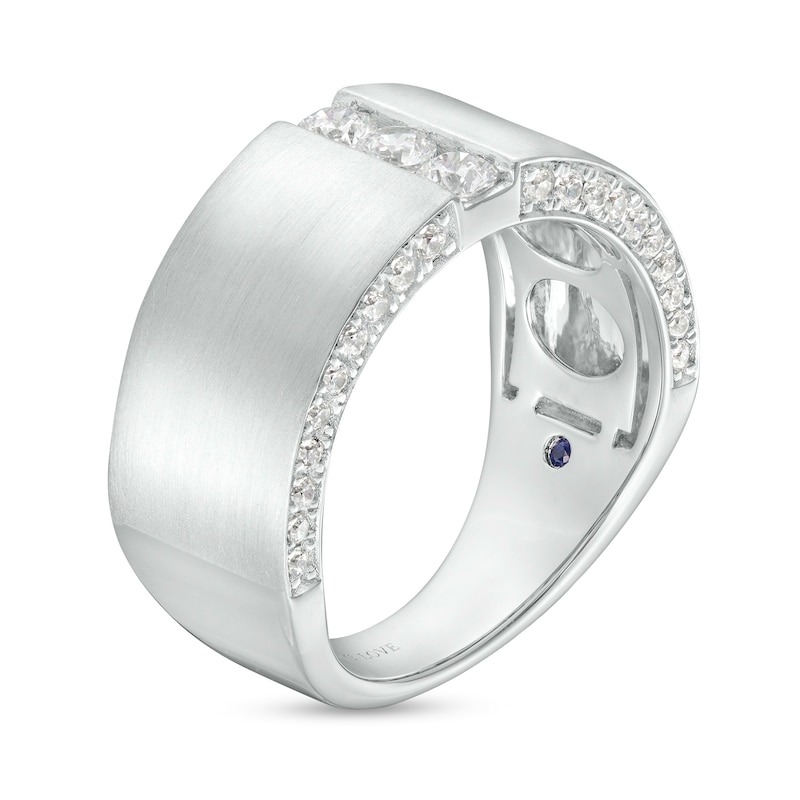 Main Image 3 of Vera Wang Men's 3/4 CT. T.W. Certified Lab-Grown Diamond Trio Wedding Band in 14K White Gold (F/VS2)