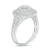 Thumbnail Image 3 of 1 CT. T.W. Diamond Triple Cushion-Shaped Double Frame Ring in 10K White Gold