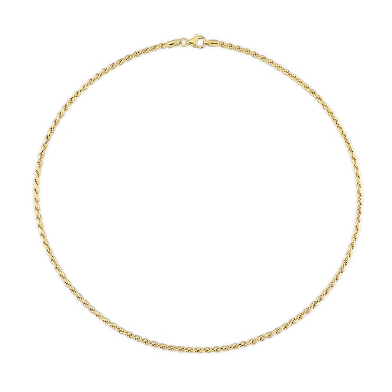 2.2mm Rope Chain Necklace in Sterling Silver with Yellow Rhodium - 16"