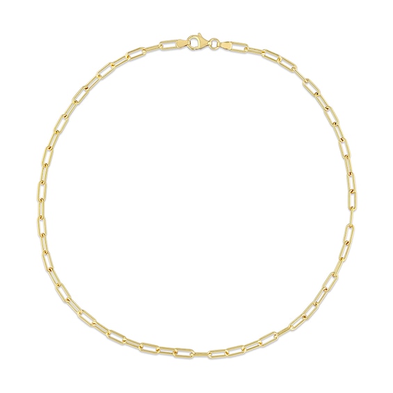 3.5mm Paper Clip Chain Necklace in Sterling Silver with Yellow Rhodium - 16"