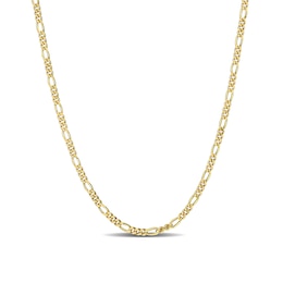 2.2mm Figaro Chain Necklace in Sterling Silver with Yellow Rhodium - 24"