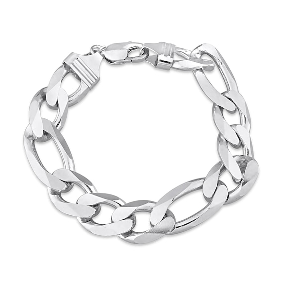 14.5mm Figaro Chain Bracelet in Sterling Silver - 9"