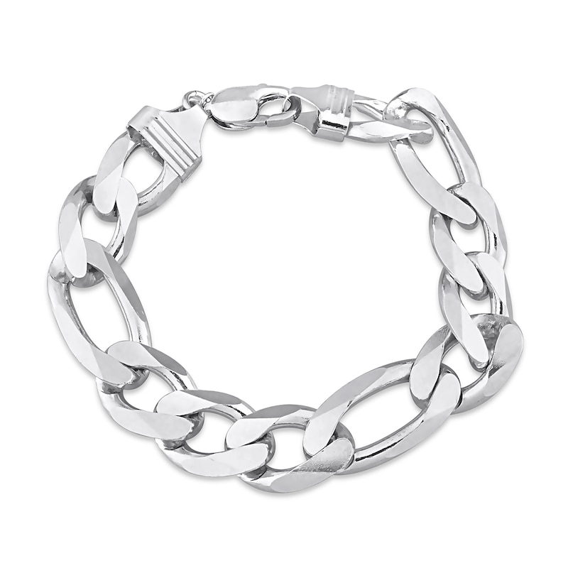 Main Image 1 of 14.5mm Figaro Chain Bracelet in Sterling Silver - 9"