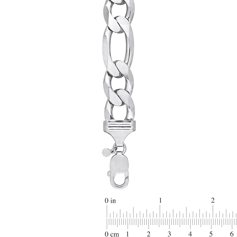 Main Image 3 of 14.5mm Figaro Chain Bracelet in Sterling Silver - 9"