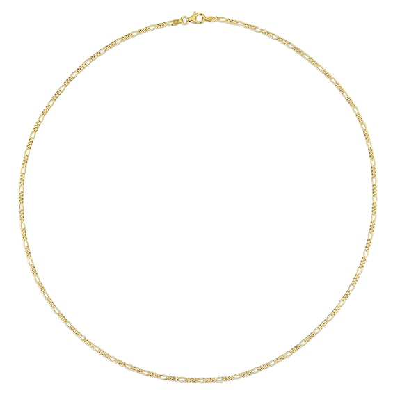 2.2mm Figaro Chain Necklace in Sterling Silver with Yellow Rhodium - 20"