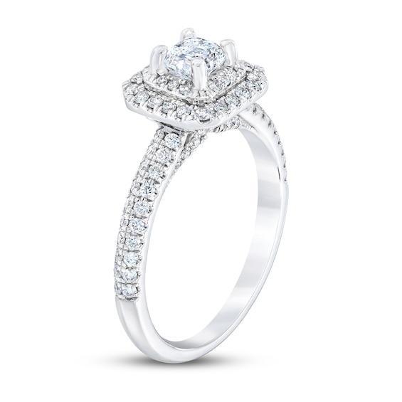 Royal AsscherÂ® 1 CT. T.w. Diamond Double Frame Engagement Ring in 14K White Gold