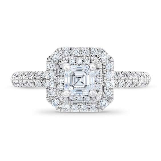 Royal AsscherÂ® 1 CT. T.w. Diamond Double Frame Engagement Ring in 14K White Gold