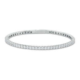 2 CT. T.W. Certified Lab-Created Diamond Lined Flexible Bangle in 14K White Gold (F/SI2) - 6.75&quot;