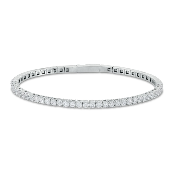 2 CT. T.w. Certified Lab-Grown Diamond Lined Flexible Bangle in 14K White Gold (F/Si2) - 6.75"