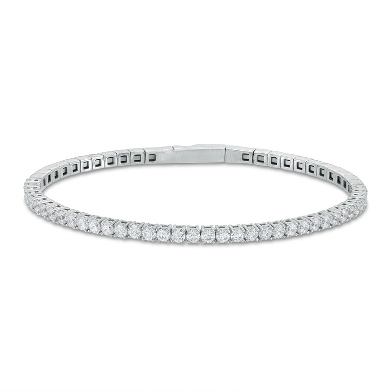Main Image 1 of 2 CT. T.W. Certified Lab-Grown Diamond Lined Flexible Bangle in 14K White Gold (F/SI2) - 6.75"