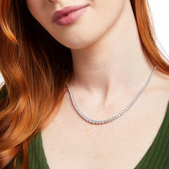 10 CT. T.w. Certified Lab-Grown Diamond Graduated Riviera Necklace in 14K White Gold (F/Si2)