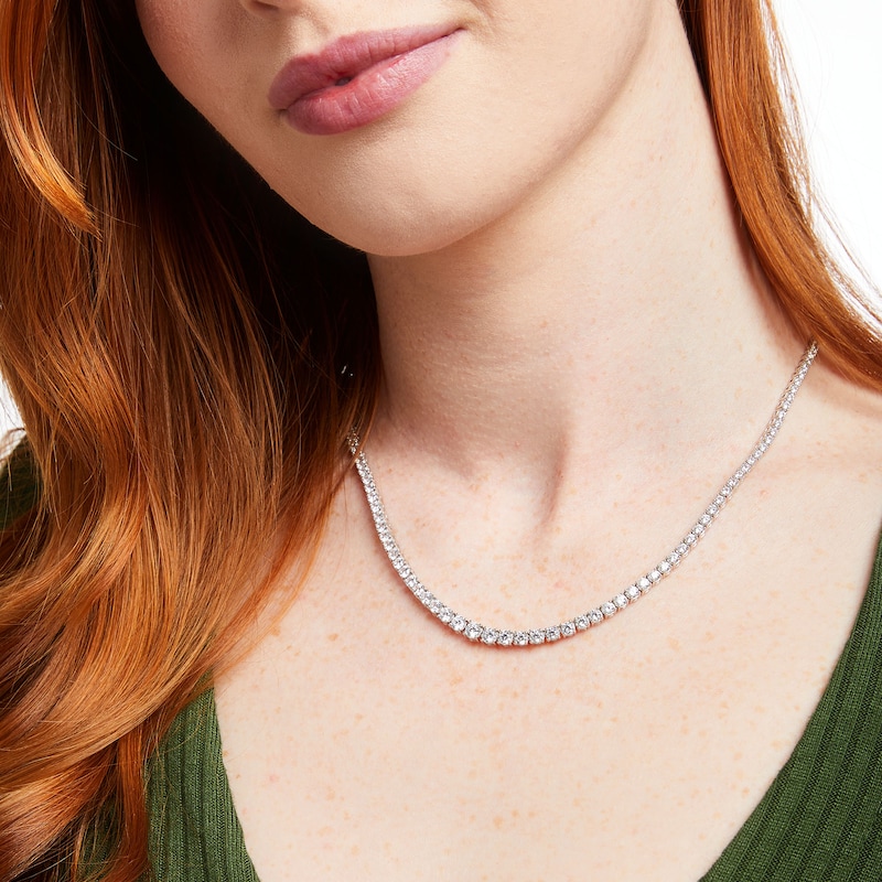 Main Image 2 of 10 CT. T.W. Certified Lab-Grown Diamond Graduated Riviera Necklace in 14K White Gold (F/SI2)