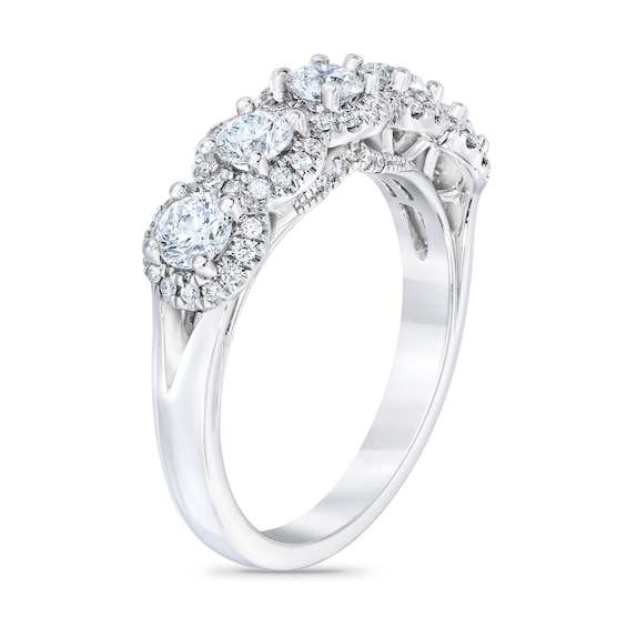 Royal AsscherÂ® 1-1/4 CT. T.w. Diamond Frame Five Stone Anniversary Band in 14K White Gold