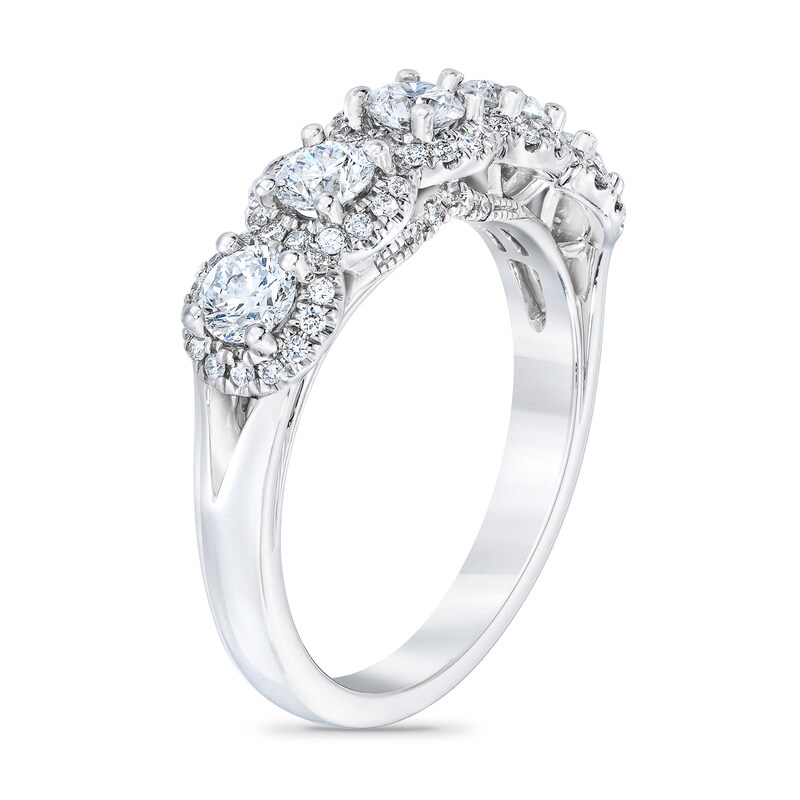 Main Image 2 of Royal Asscher® 1-1/4 CT. T.W. Diamond Frame Five Stone Anniversary Band in 14K White Gold