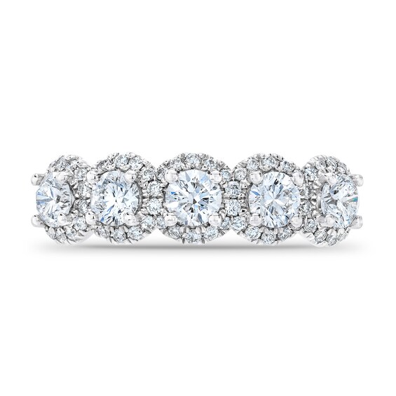 Royal AsscherÂ® 1-1/4 CT. T.w. Diamond Frame Five Stone Anniversary Band in 14K White Gold