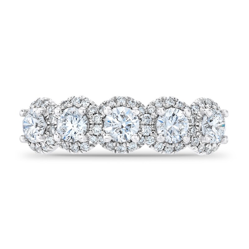 Main Image 3 of Royal Asscher® 1-1/4 CT. T.W. Diamond Frame Five Stone Anniversary Band in 14K White Gold