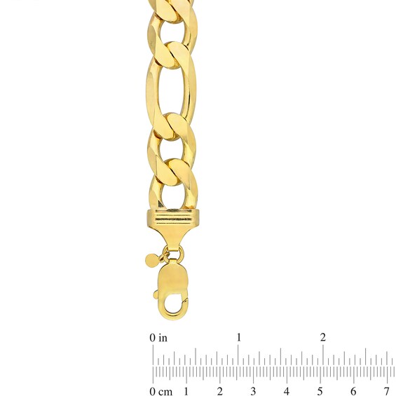 14.5mm Figaro Chain Necklace in Sterling Silver with Yellow Rhodium - 22"