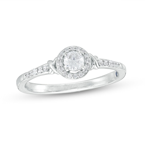 1/4 CT. T.w. Diamond Frame "X" Sides Promise Ring in 10K White Gold
