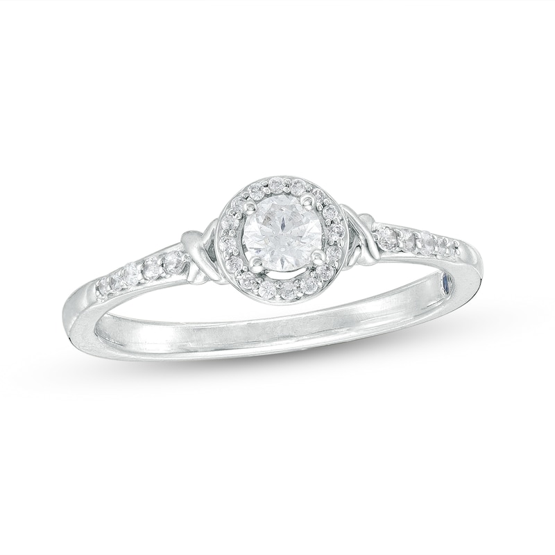 Main Image 1 of 1/4 CT. T.W. Diamond Frame &quot;X&quot; Sides Promise Ring in 10K White Gold