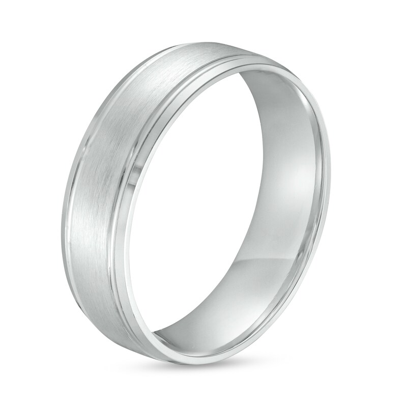 Men's 6.0mm Brushed Center Wedding Band in Platinum Size 10 Zales