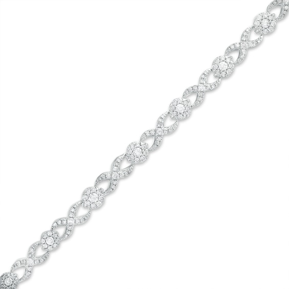 2 CT. T.w. Multi-Diamond Alternating Infinity Loop Link Bracelet in 10K White Gold – 7.25"