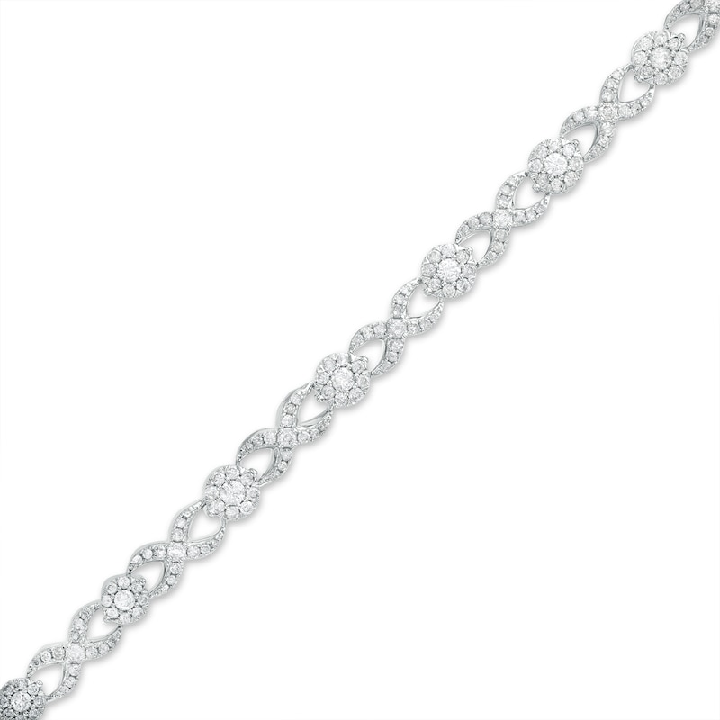 Main Image 1 of 2 CT. T.W. Multi-Diamond Alternating Infinity Loop Link Bracelet in 10K White Gold – 7.25"