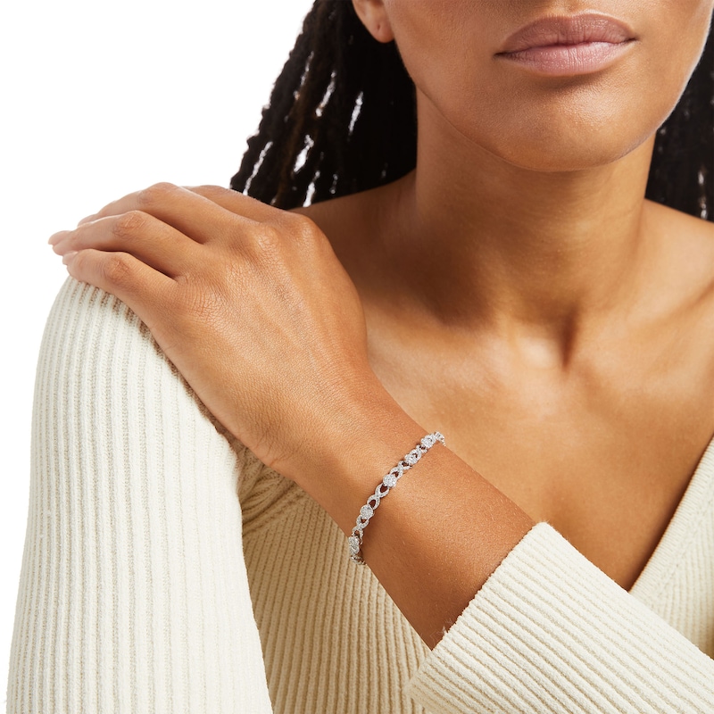 Main Image 2 of 2 CT. T.W. Multi-Diamond Alternating Infinity Loop Link Bracelet in 10K White Gold – 7.25"