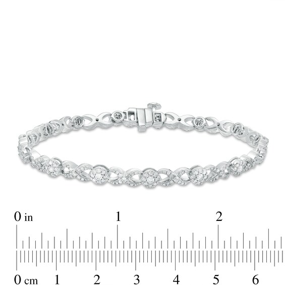 2 CT. T.w. Multi-Diamond Alternating Infinity Loop Link Bracelet in 10K White Gold – 7.25"