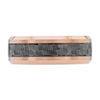 Thumbnail Image 3 of 8.0mm Beveled Edge Wedding Band in Tungsten with Rose IP and Grey Woven Carbon fiber Inlay