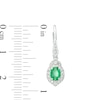 Thumbnail Image 3 of Oval Emerald and 1/3 CT. T.W. Diamond Frame Drop Earrings in 10K White Gold
