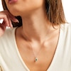 Thumbnail Image 2 of Oval Emerald and 1/6 CT. T.W. Diamond Frame Pendant in 10K White Gold