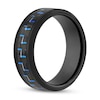 Thumbnail Image 2 of Men's 8.0mm Beveled Edge Wedding Band in Tungsten with Black IP and Blue Woven Carbon fiber Inlay