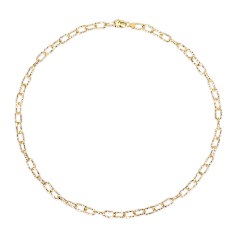 Main Image 3 of 9.0mm Diamond-Cut Paper Clip Chain Necklace in Sterling Silver with Yellow Rhodium - 32"
