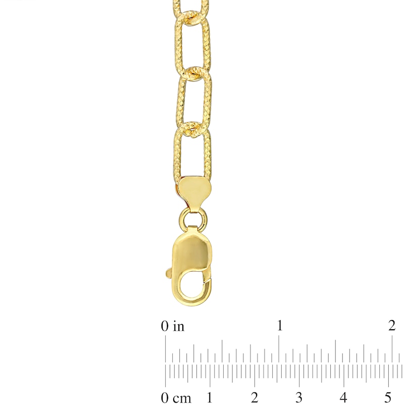 Main Image 4 of 9.0mm Diamond-Cut Paper Clip Chain Necklace in Sterling Silver with Yellow Rhodium - 32"