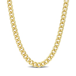 6.5mm Curb Chain Necklace in Sterling Silver with Yellow Rhodium - 24"